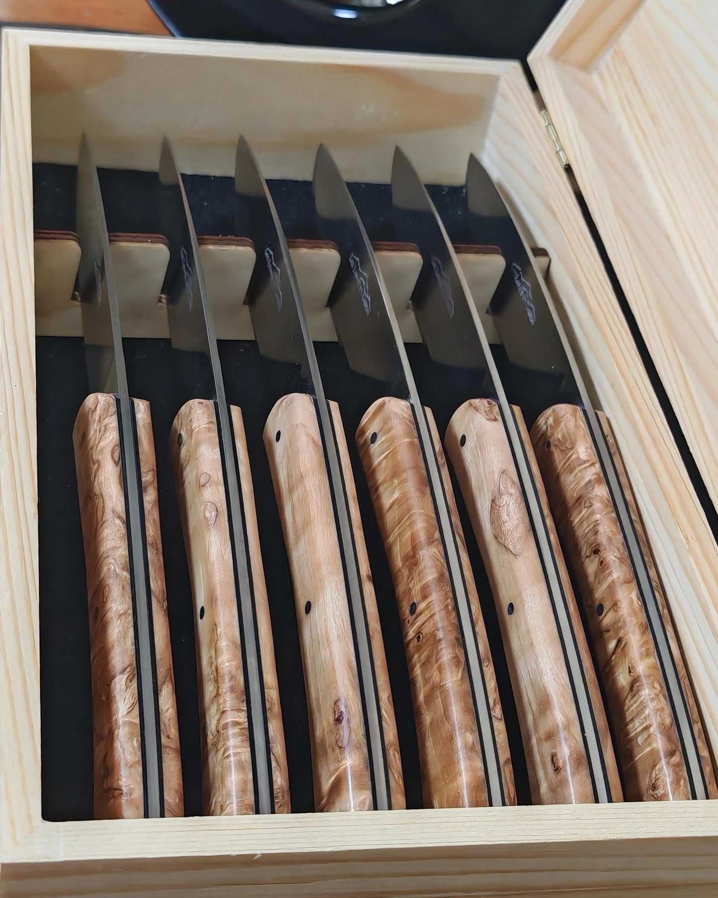 Coffret de 6 Couteaux de Table - Bouleau Madré