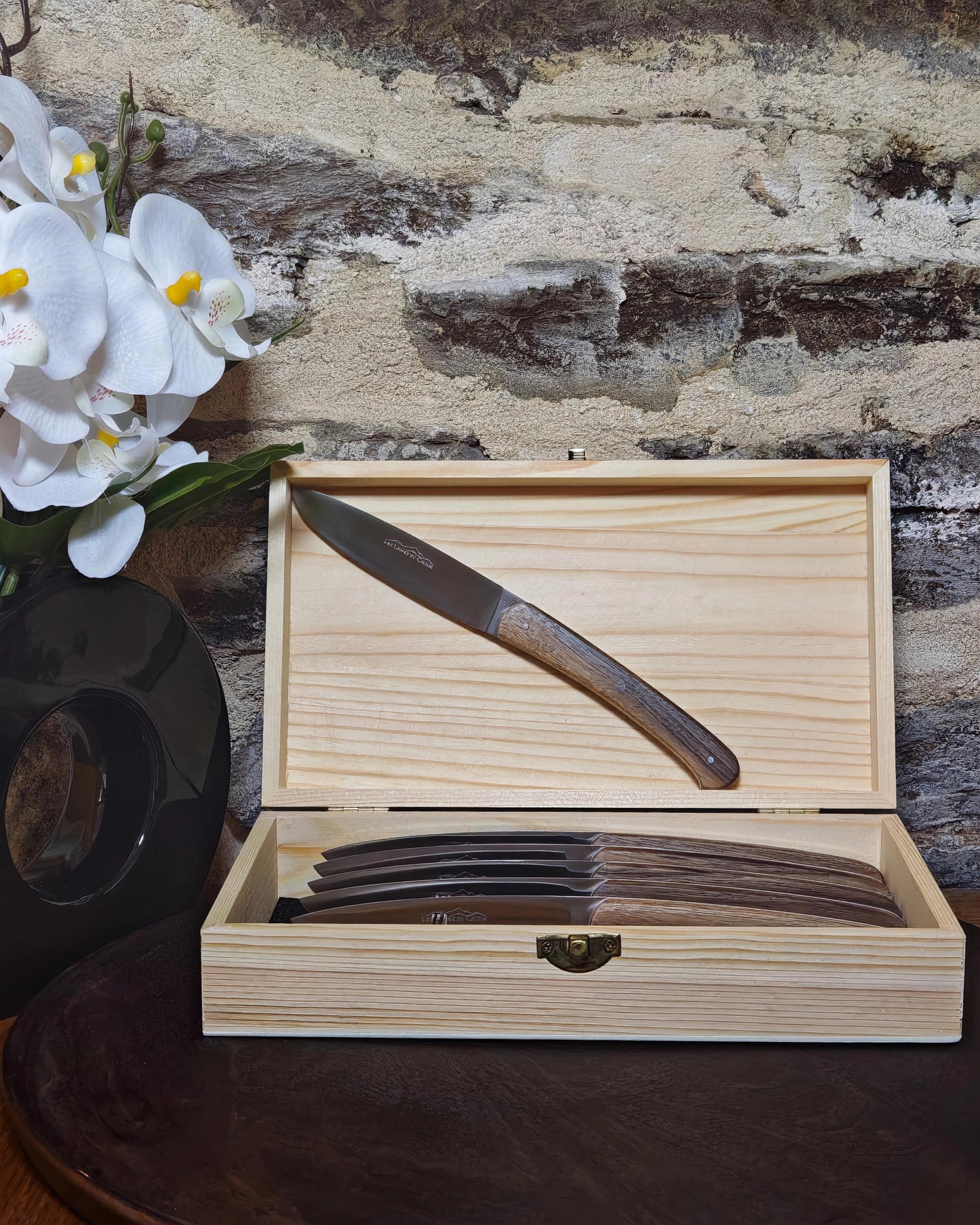 Coffret de 6 Couteaux de Table - Noyer