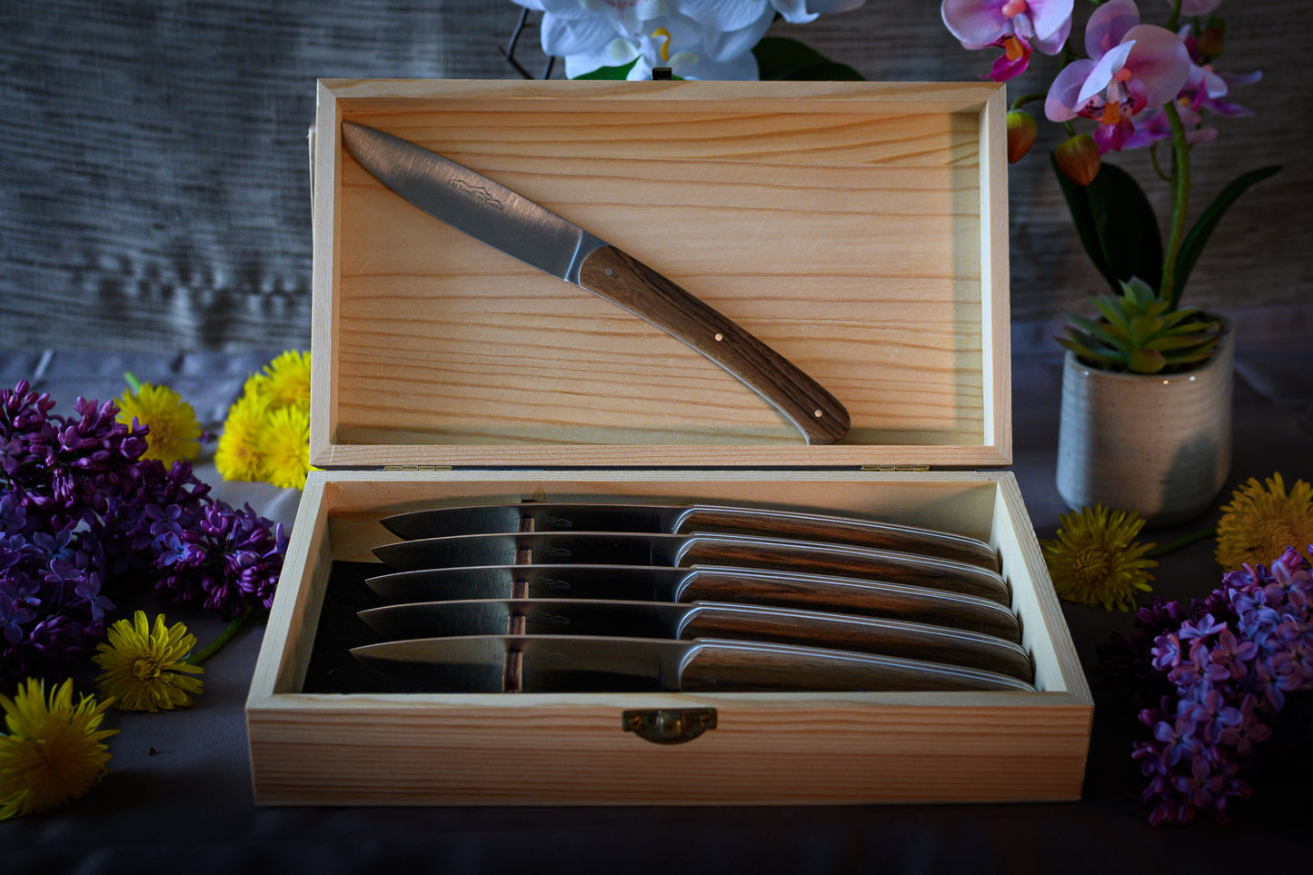Coffret de 6 Couteaux de Table - Noyer