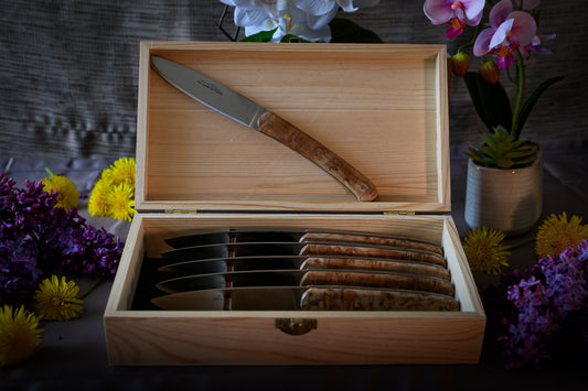 Coffret de 6 Couteaux de Table - Bouleau Madré